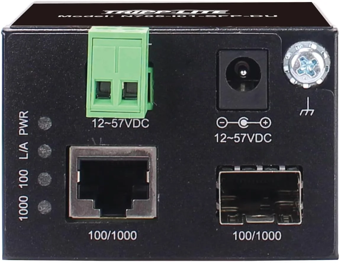 مبدل رسانه ای اترنت مسی به فیبر نوری صنعتی Tripp Lite، فرستنده و گیرنده SFP غیر مدیریتی، SFP به RJ45، 10/100/1000 مگابیت بر ثانیه، برق DC، 2 ساله (N785-I01-SFP-DU)