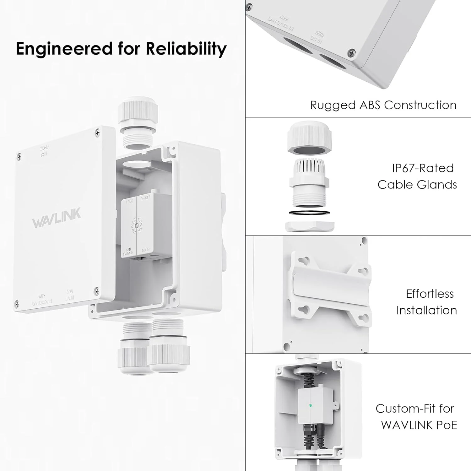 جعبه ضد آب WAVLINK برای POE با توسعه دهنده WiFi بیرونی AC1200