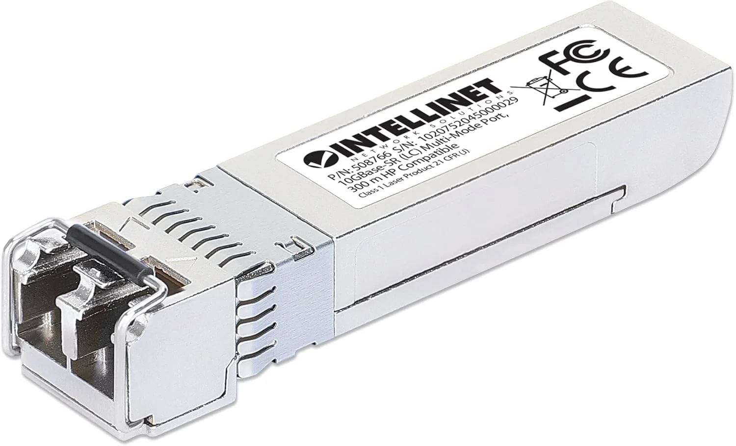 فرستنده و گیرنده فیبر نوری 10GBase-SR SFP به LC Multi-Mode اینتلینت - سازگار با HP/HPE - HP J9150A / J9150D / JD092A / JD092B - طول موج 850 نانومتر - اتصال سریع - تا 2128 متر - DDM - 508766