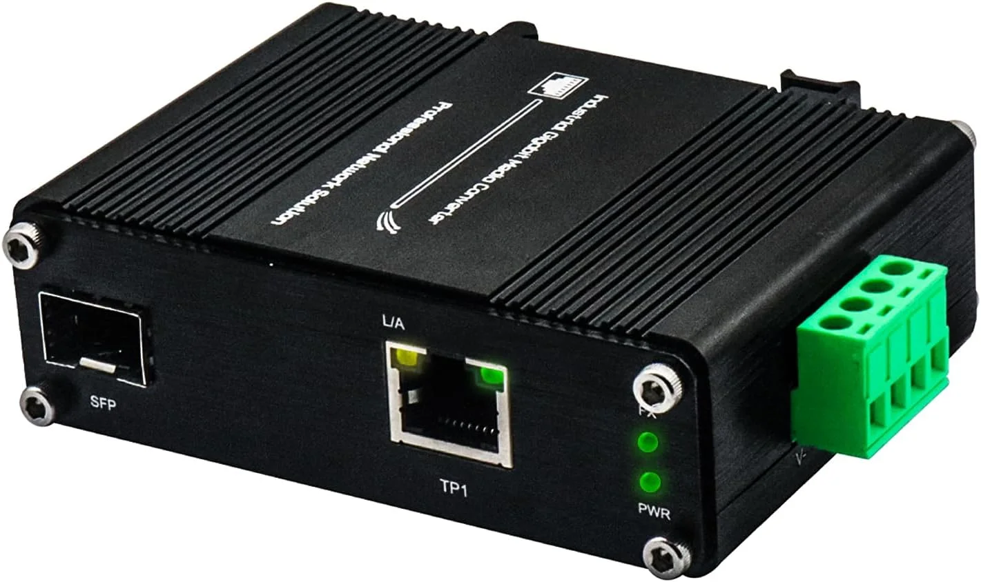 مبدل رسانه اترنت صنعتی کوچک SFP، ورودی 12 تا 48 ولت DC، نصب روی ریل DIN و دیوار، تمام/نیمه دوطرفه، 10/100/1000Base-T به 100/1000Base-X SFP، دمای کارکرد -40°F تا 167°F
