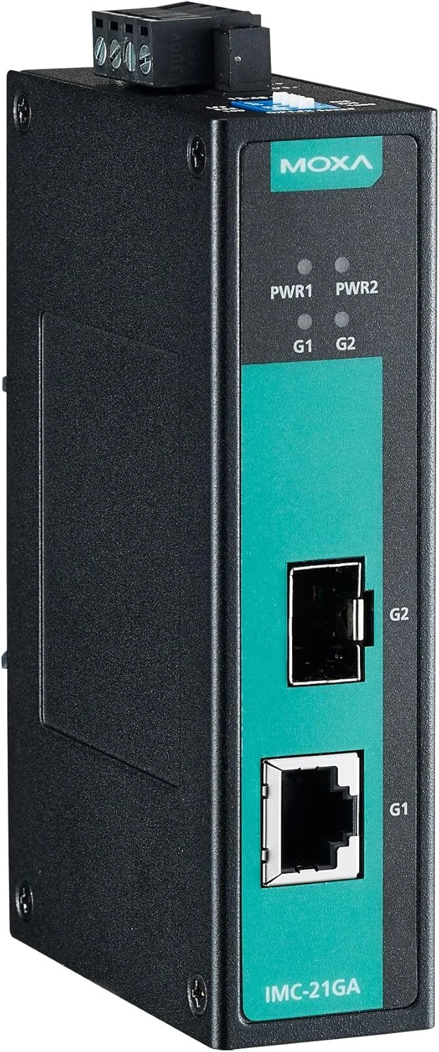مبدل رسانه گیگابیتی صنعتی MOXA IMC-21GA، دارای اسلات SFP، -10 تا 60 درجه سانتیگراد