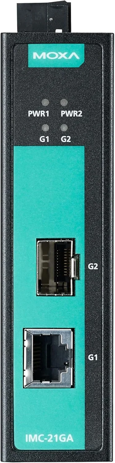 مبدل رسانه گیگابیتی صنعتی MOXA IMC-21GA، دارای اسلات SFP، -10 تا 60 درجه سانتیگراد