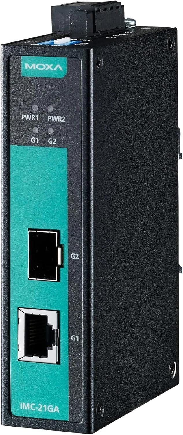 مبدل رسانه گیگابیتی صنعتی MOXA IMC-21GA، دارای اسلات SFP، -10 تا 60 درجه سانتیگراد