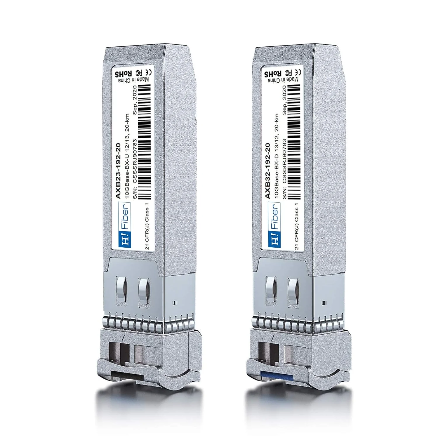 فرستنده و گیرنده نوری 10G SFP+ Bidi، 10GBase-BIDI 1270nm/1330nm SMF، یک جفت ماژول SFP+ تک حالته، تا 20 کیلومتر، سازگار با Ubiquiti UniFi 10GBASE-BX20-U و غیره