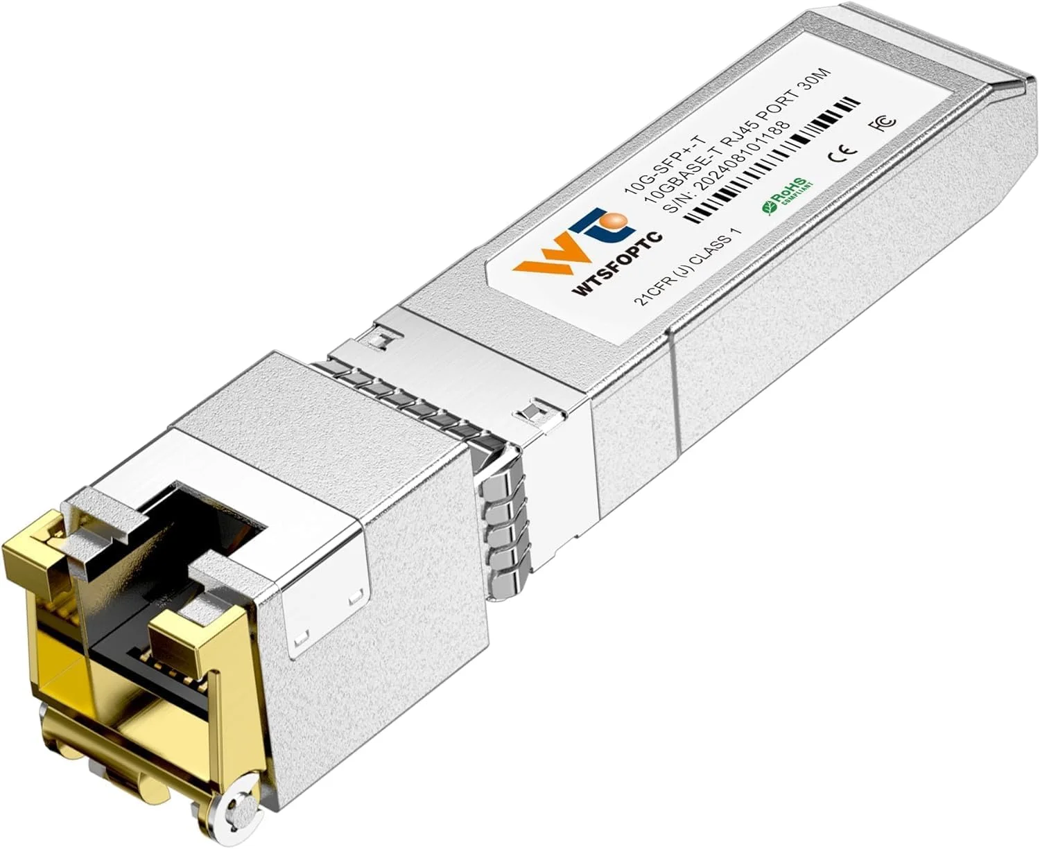 فرستنده و گیرنده 10G SFP+ به RJ-45، ماژول مسی SFP+ CAT6a با سرعت 1.25/2.5/5/10G-T، مذاکره خودکار، تا 30 متر، برای سیسکو، مراکی، تی پی-لینک، میکروتیک، نت گیر و غیره