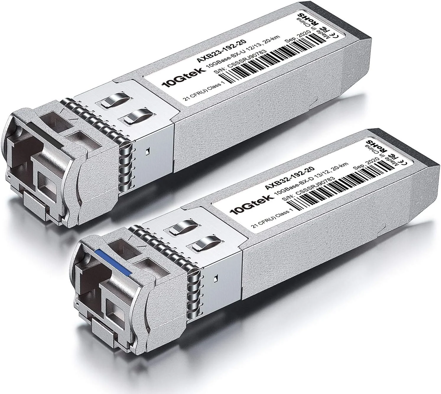 10Gtek یک جفت فرستنده و گیرنده 10G SFP+ Bidi، ماژول فیبر تک حالته LC، 10GBASE-BX20-U 10GBASE-BIDI 1270nm/1330nm برای Juniper EX-SFP-10GE-BX23-20/EX-SFP-10GE-BX32-20، DOM، 20km