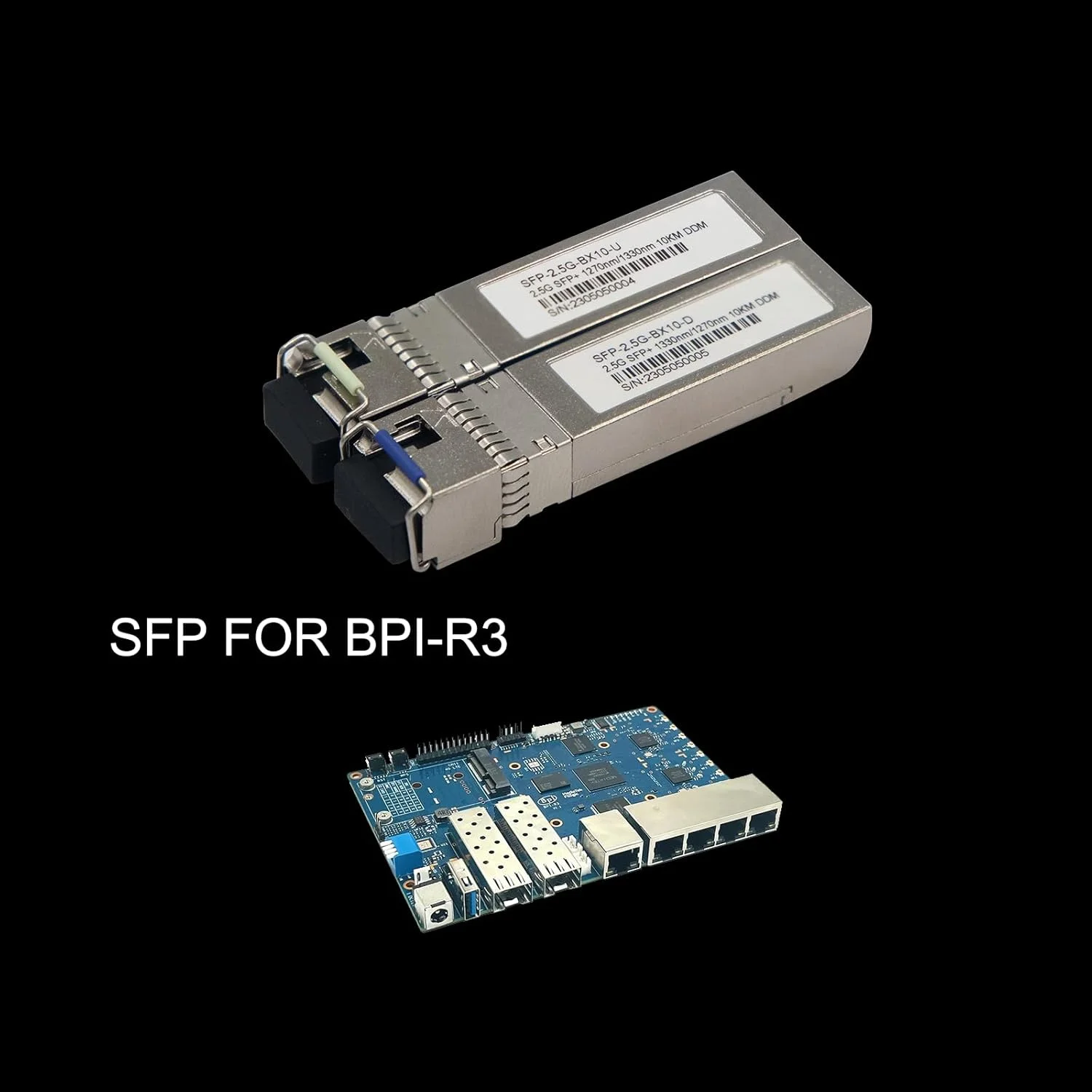 کامپیوتر تک بردی youyeetoo BPI-R3 ماژول SFP+ 2.5G BX10 - 10KM، سرعت 2.5 گیگابیت بر ثانیه، کانکتور LC (یک مجموعه)