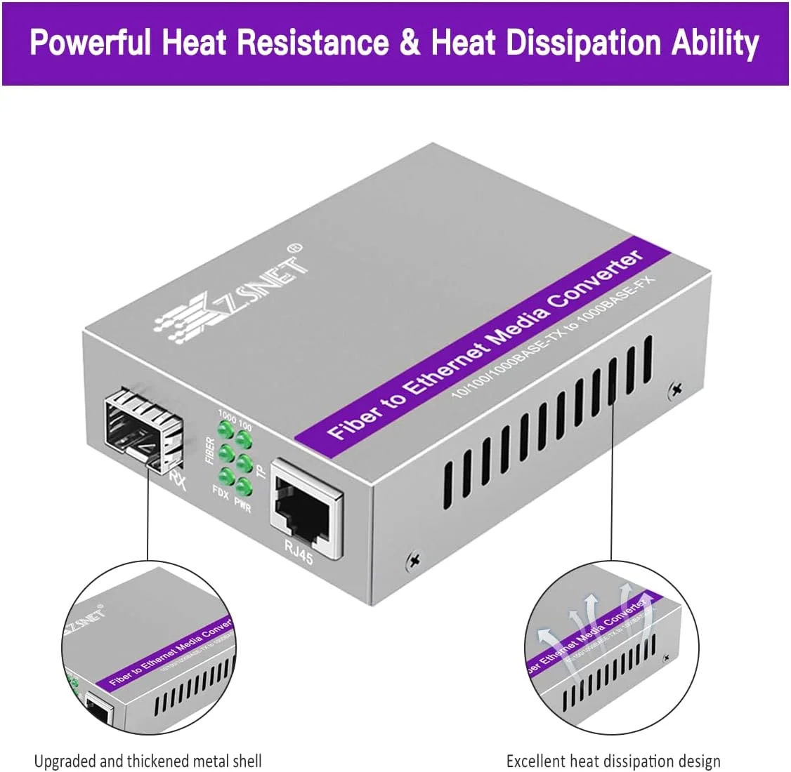 یک جفت مبدل گیگابیتی SFP به RJ45، مبدل رسانه فیبر به اترنت با اسلات SFP (بدون ماژول)، Plug & Play، سازگار با 10/100/1000 Base-T، پشتیبانی از مذاکره خودکار و فریم جامبو