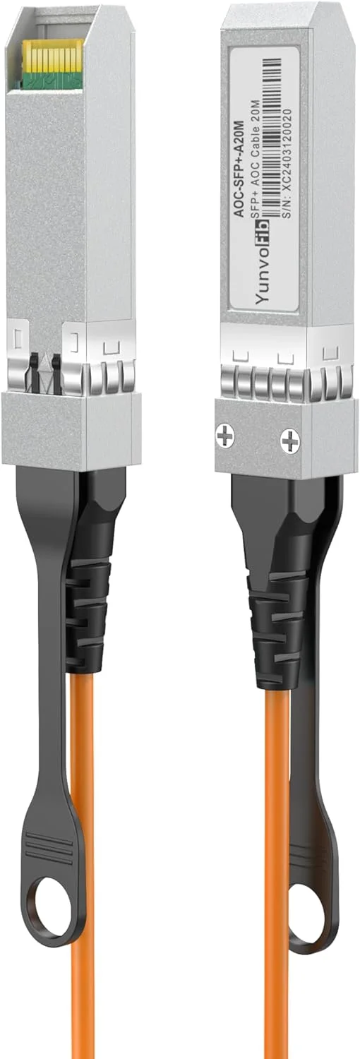 کابل فیبر نوری فعال 10G SFP+ به SFP+ با اتصال مستقیم مس با کابل فیبر چند حالته برای سوئیچ های سیسکو، میکروتیک، یوبیکیوتی و غیره (AOC 20 متر)