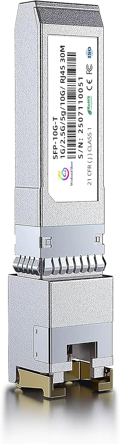مبدل 1G/2.5G/5G/10G SFP+ به RJ45 تا 30 متر، ماژول اترنت مسی 10 گیگابیتی SFP+ CAT.6a/7 برای سیسکو SFP-10G-T-S، یوبیکیوتی UF-RJ45-10G، مراکی، تی پی-لینک، نت گیر و غیره