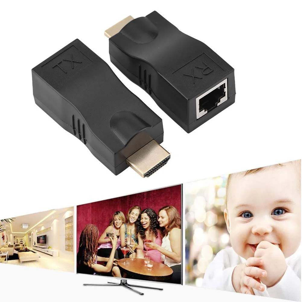 تبدیل کننده کابل شبکه RJ45 به 1.4، انتقال 30 متری از طریق کابل اترنت Cat 5e/6 LAN RJ45، پشتیبانی از 3D 4K برای HDTV STB