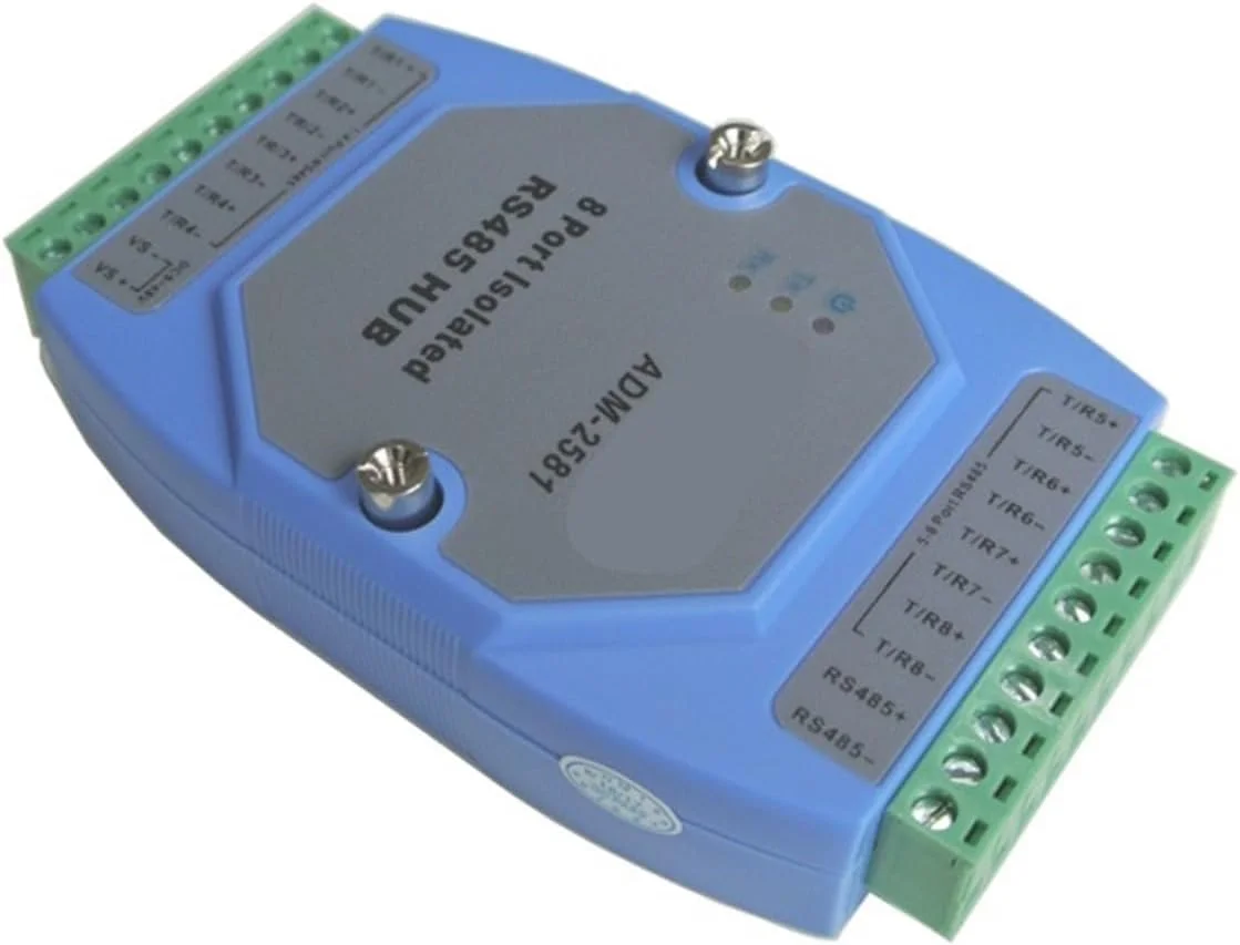 هاب ایزوله 8 کانال 485 مدل ADM-2581، توزیع کننده 8 پورت RS485، ریپیتر اشتراک گذار 1 به 8، ریل راهنما درجه صنعتی (فقط دستگاه)