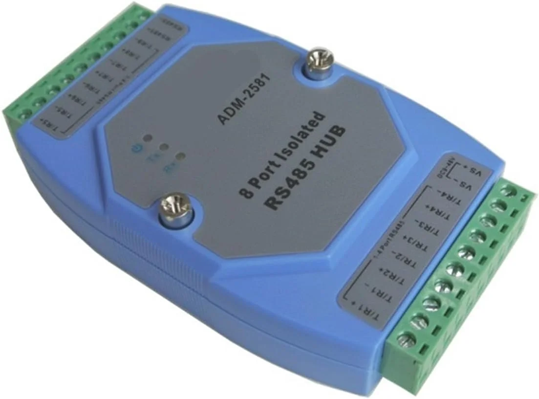 هاب ایزوله 8 کانال 485 مدل ADM-2581، توزیع کننده 8 پورت RS485، ریپیتر اشتراک گذار 1 به 8، ریل راهنما درجه صنعتی (فقط دستگاه)