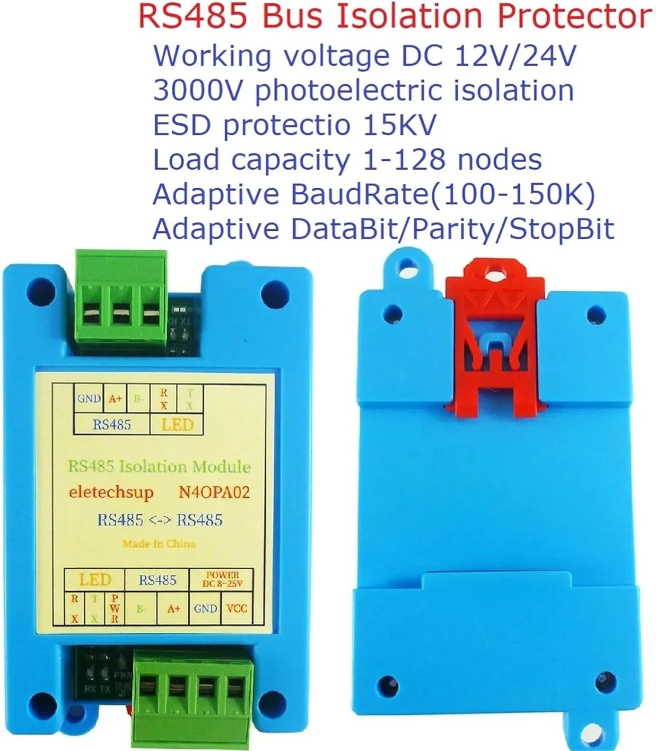 ماژول تقویت کننده و تکرار کننده سیگنال ایزولاتور فعال RS485، تطبیقی 150KBPS ماژول تقویت کننده و تکرار کننده سیگنال ایزولاتور فعال RS485، تطبیقی 150KBPS