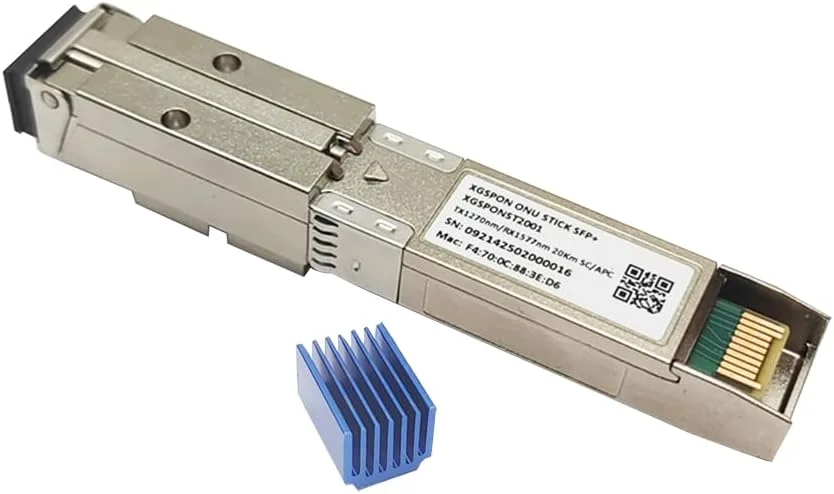 ماژول فیبر نوری XGSPON ONU Stick SFP+ با MAC، مدل 8311، سازگار با سوئیچ ها و روترهای 10G Ubiquiti Mikro-TIK Netgate TP Link، SMF 9.953G-TX/9.953G-RX، 1270 nm-TX/1577 nm-RX