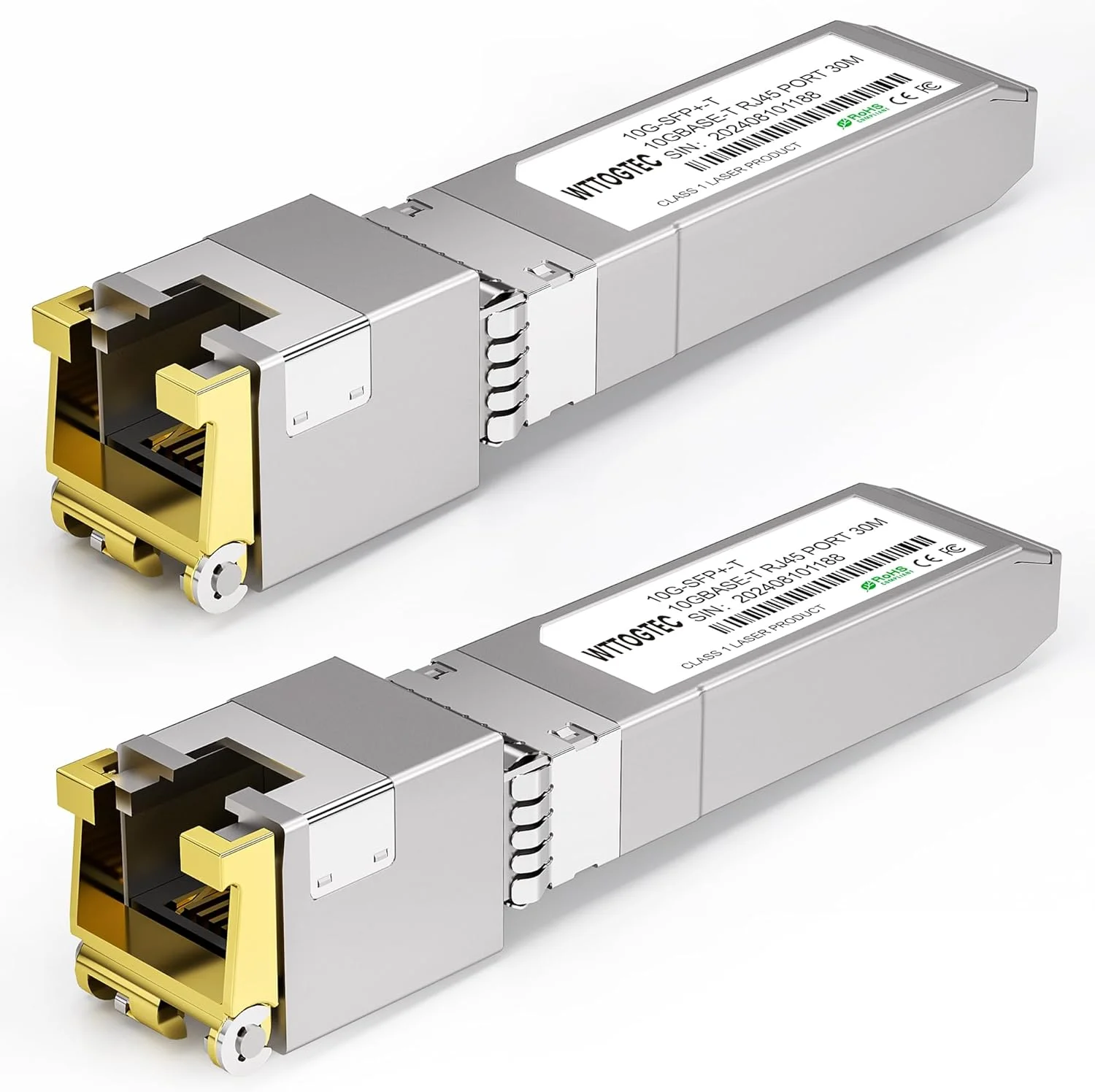 فرستنده و گیرنده 10G SFP+ به RJ-45، ماژول مسی SFP+ CAT6a با سرعت 1.25/2.5/5/10G-T، مذاکره خودکار، تا 30 متر، برای سیسکو SFP-10G-T-S، مراکی، تی‌پی-لینک، میکروتیک، نت‌گیر و غیره