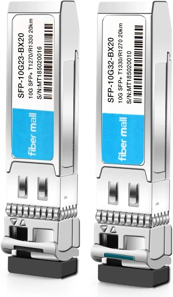 فرستنده و گیرنده 10G SFP+BIDI یک جفت برای Cisco Meraki SFP-10G-BX20U-I Ubiquiti UF-SM-10G-S-1270 MikroTik S+2332LC10D-1270 D-Link Netgear 10GBASE-BIDI SFP+1270nm /1330nm 20km DOM سایر سوئیچ های باز