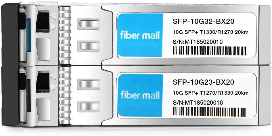 فرستنده و گیرنده 10G SFP+BIDI یک جفت برای Cisco Meraki SFP-10G-BX20U-I Ubiquiti UF-SM-10G-S-1270 MikroTik S+2332LC10D-1270 D-Link Netgear 10GBASE-BIDI SFP+1270nm /1330nm 20km DOM سایر سوئیچ های باز