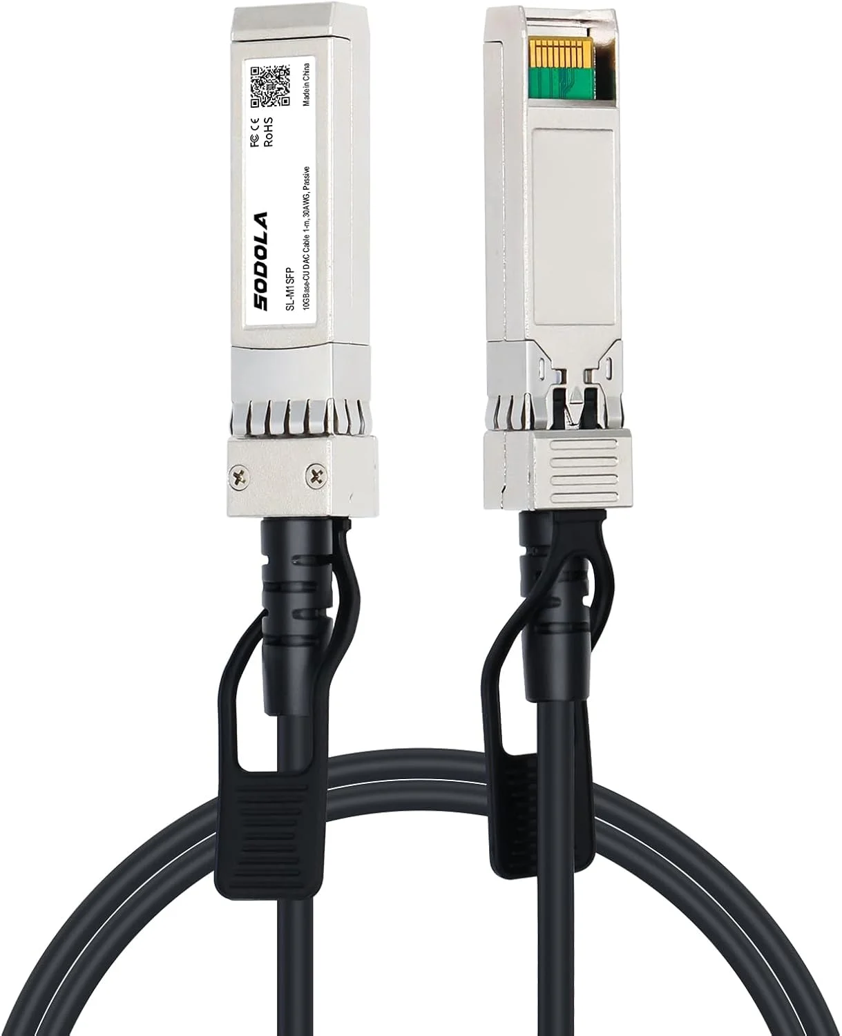 کابل Twinax داک SODOLA SFP+، کابل پسیو مسی اتصال مستقیم 10G SFP+ به SFP+ برای سیسکو SFP-H10GB-CU1M، Meraki MA-CBL-TA-1M، Ubiquiti UniF، D-Link، Fortinet، 1 متری (3.3 فوت)