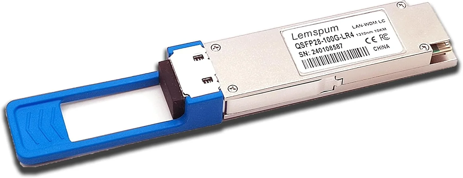 ماژول سینگل مود ۱۰۰ گیگابیت بر ثانیه QSFP28، 100GBASE-LR4، ۱۳۱۰ نانومتر، ۱۰ کیلومتر DOM، LC داپلکس، فرستنده و گیرنده نوری SMF سازگار با Arista/Brocade/Dell SFP-100G-LR4 و غیره