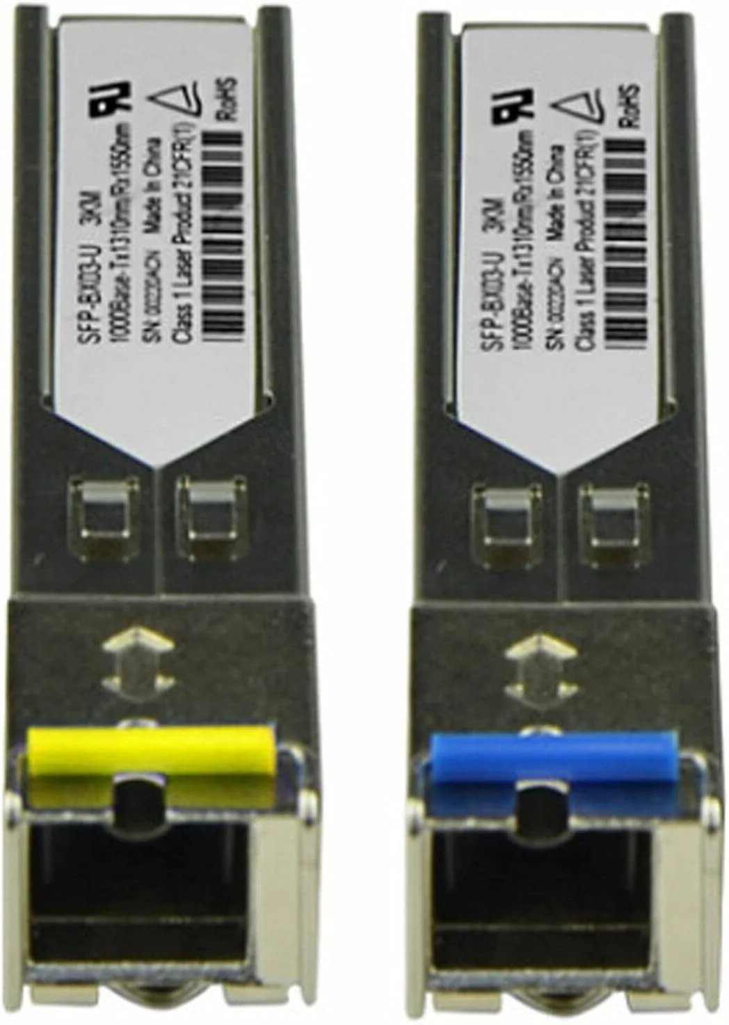 ماژول فرستنده و گیرنده فیبر نوری سینگل مود 1.25G با کانکتور SC Simplex، دو طرفه 1310nm/1550nm، برد 3 کیلومتر مدل SFP-BX03-D (دو عدد)