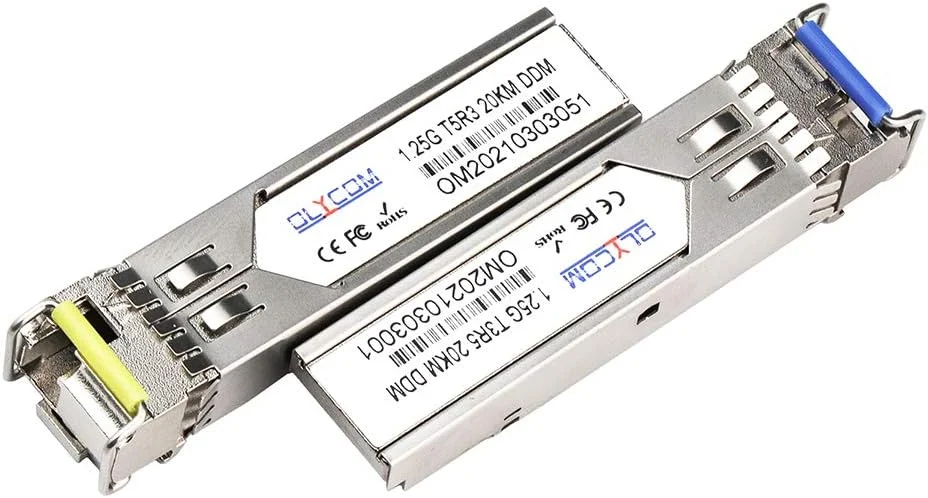یک جفت فرستنده و گیرنده فیبر نوری تک حالته 1.25G SFP Bidi با کانکتور LC تا 20 کیلومتر برای سوییچ های باز