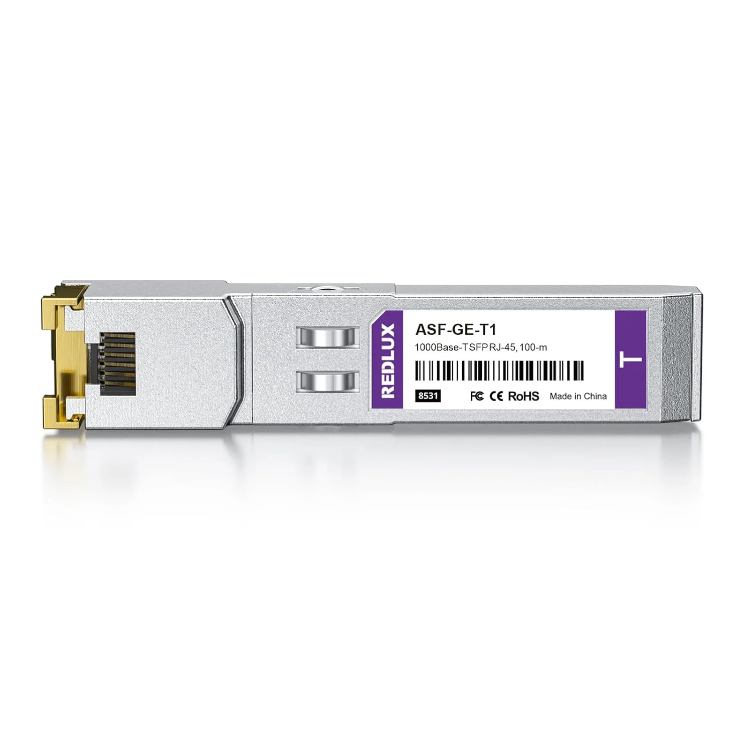 ماژول 𝗥𝗘𝗗𝗟𝗨𝗫 𝟭𝗚 𝗦𝗙𝗣 به 𝗥𝗝𝟰𝟱، کانکتور CAT.5e RJ45، تا 100 متر، فرستنده و گیرنده مسی 1000Base-T سازگار با Cisco SFP-GE-T، Ubiquiti UF-RJ45-1G، Meraki، Fortinet، TP-Link و غیره