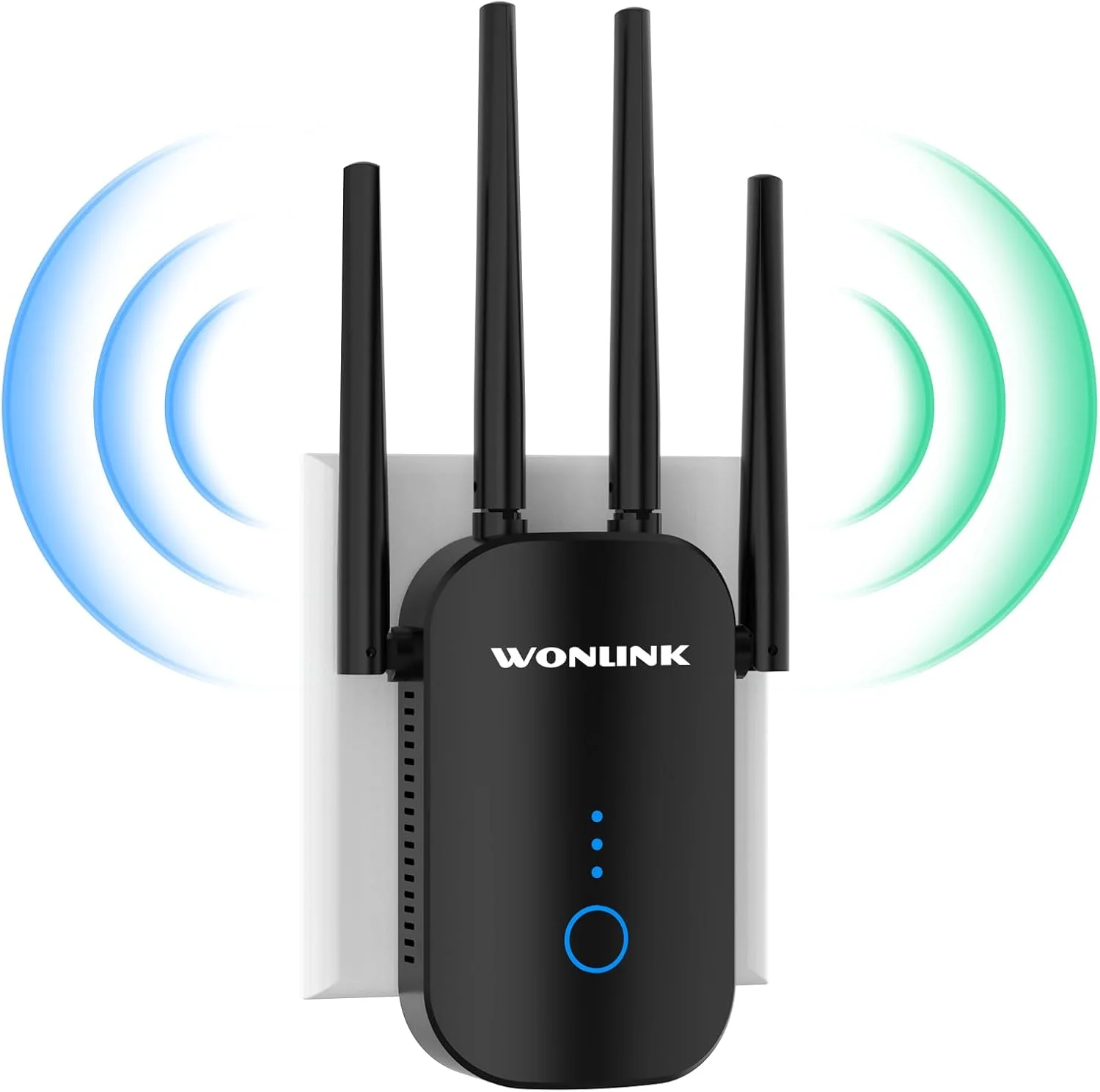 تقویت کننده سیگنال وای فای 1200 مگابیت بر ثانیه، پوشش دهی تا 5000 فوت مربع، تکرار کننده وای فای دو بانده، تقویت کننده های وای فای 4 آنتن، توسعه دهنده محدوده وای فای 2.4 گیگاهرتز و 5.8 گیگاهرتز 802.11ac (مشکی)