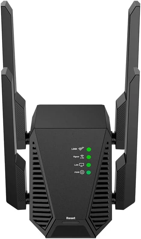 تقویت کننده بی سیم وای فای، افزایش دهنده محدوده سیگنال بی سیم تا 93 متر مربع و 10 دستگاه، تکرار کننده قابل حمل با پورت اترنت، پوشش 360 درجه، بهبود کیفیت سیگنال برای خانه، مشکی، RP2801