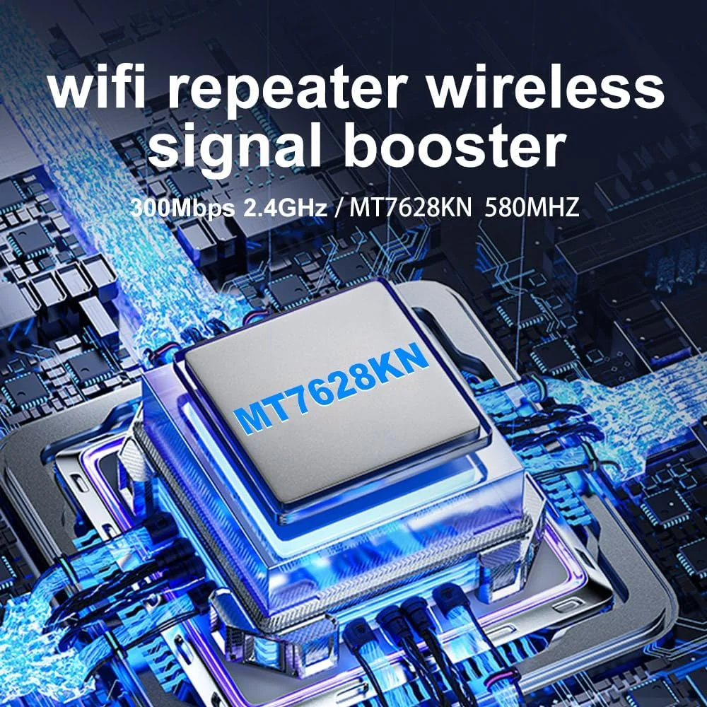 تقویت کننده بی سیم وای فای، افزایش دهنده محدوده سیگنال بی سیم تا 93 متر مربع و 10 دستگاه، تکرار کننده قابل حمل با پورت اترنت، پوشش 360 درجه، بهبود کیفیت سیگنال برای خانه، مشکی، RP2801