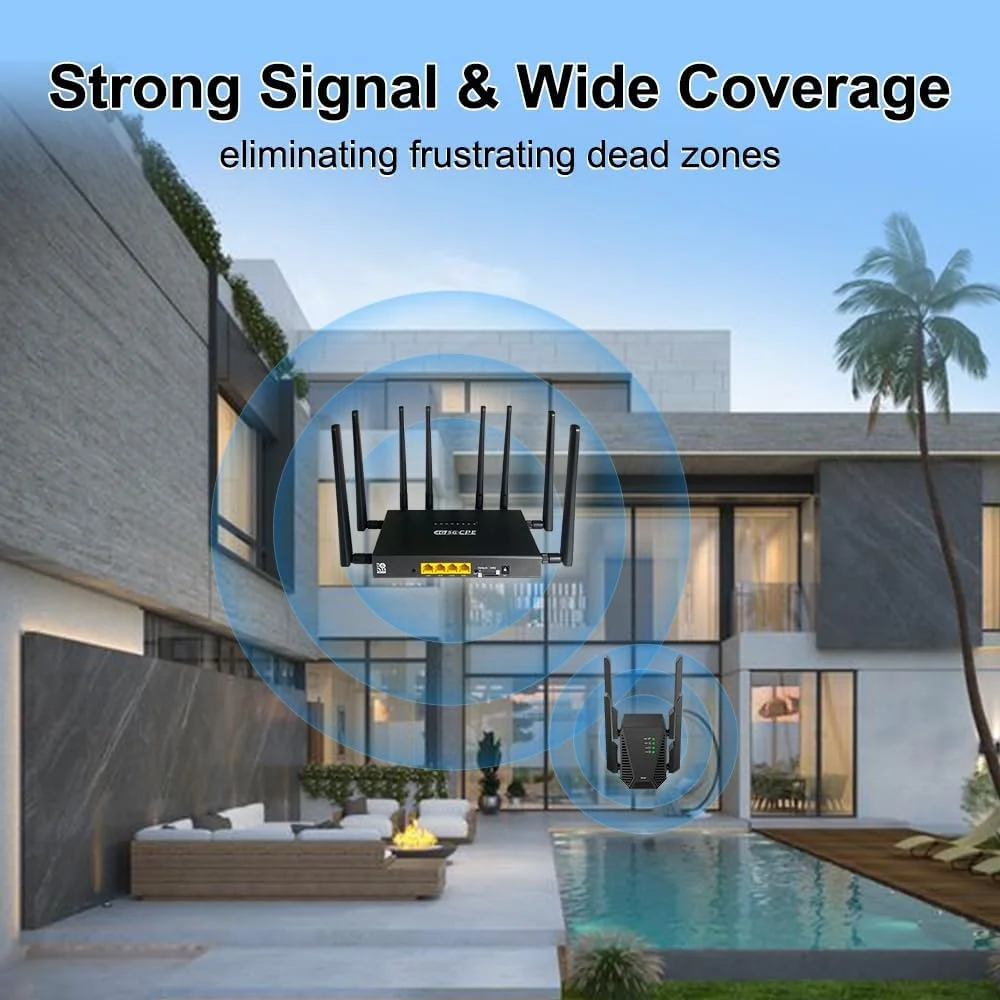 تقویت کننده بی سیم وای فای، افزایش دهنده محدوده سیگنال بی سیم تا 93 متر مربع و 10 دستگاه، تکرار کننده قابل حمل با پورت اترنت، پوشش 360 درجه، بهبود کیفیت سیگنال برای خانه، مشکی، RP2801