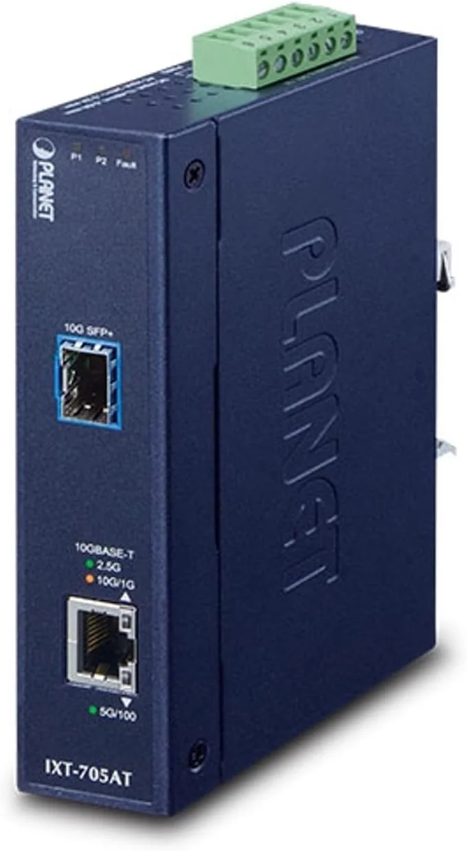 مبدل رسانه ای صنعتی PLANET TECHNOLOGY IXT-705AT با پورت مسی 10G/5G/2.5G/1G/100M به فیبر نوری 10GBASE-X SFP+