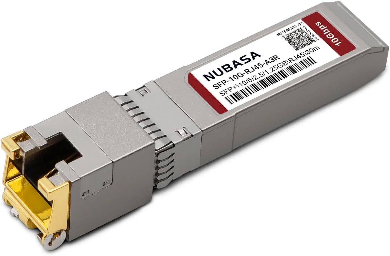 آداپتور SFP+ به RJ45 | حسگر خودکار 10G/5G/2.5G/1G | ماژول مسی کم مصرف SFP+ < 2.5W | مس 10GbE تا 30 متر | اتصال آسان برای سازگاری با Ubiquiti/Cisco/Netgear