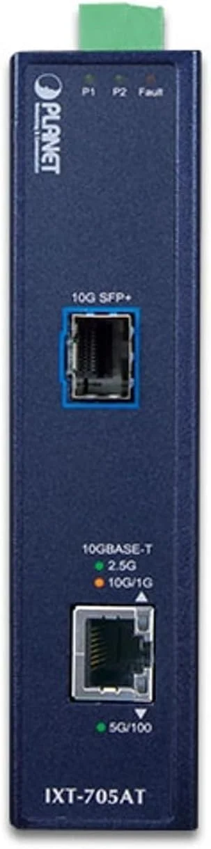 مبدل رسانه ای صنعتی PLANET TECHNOLOGY IXT-705AT با پورت مسی 10G/5G/2.5G/1G/100M به فیبر نوری 10GBASE-X SFP+