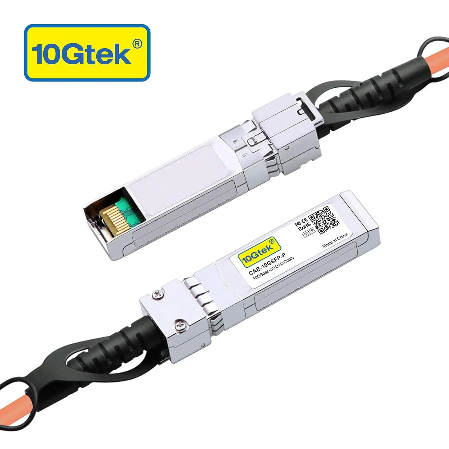 کابل داک 10G SFP+ 10Gtek (رنگ نارنجی) - کابل Twinax SFP برای دستگاه های Ubiquiti UniFi، 0.3 متری (1 فوت)
