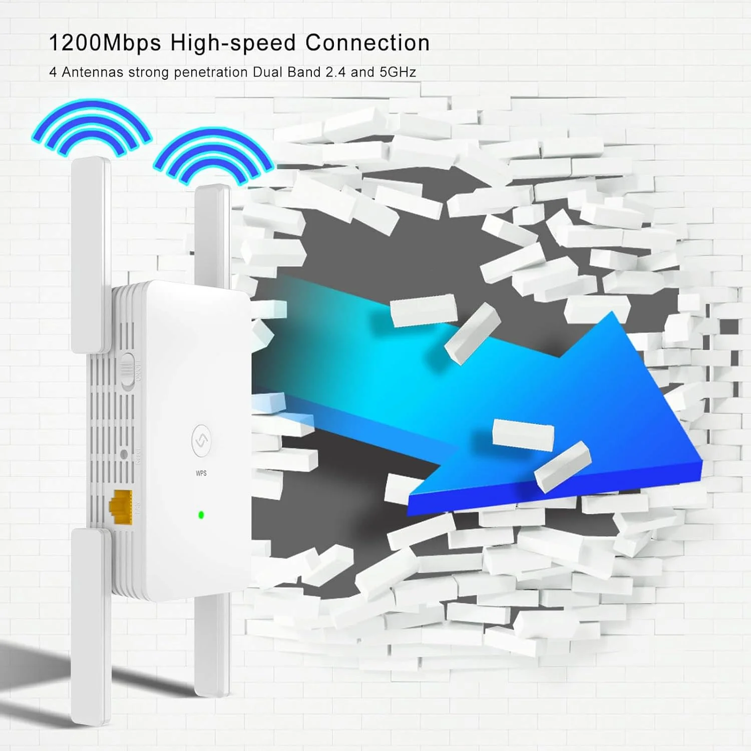 تقویت کننده سیگنال WiFi برای خانه - 1.2 گیگابیت بر ثانیه، تا 84٪ سریعتر | پوشش تا 9860 فوت مربع و 70 دستگاه 5G/2G | پوشش گسترده تر از همیشه، تکرار کننده WiFi تقویت کننده اینترنت