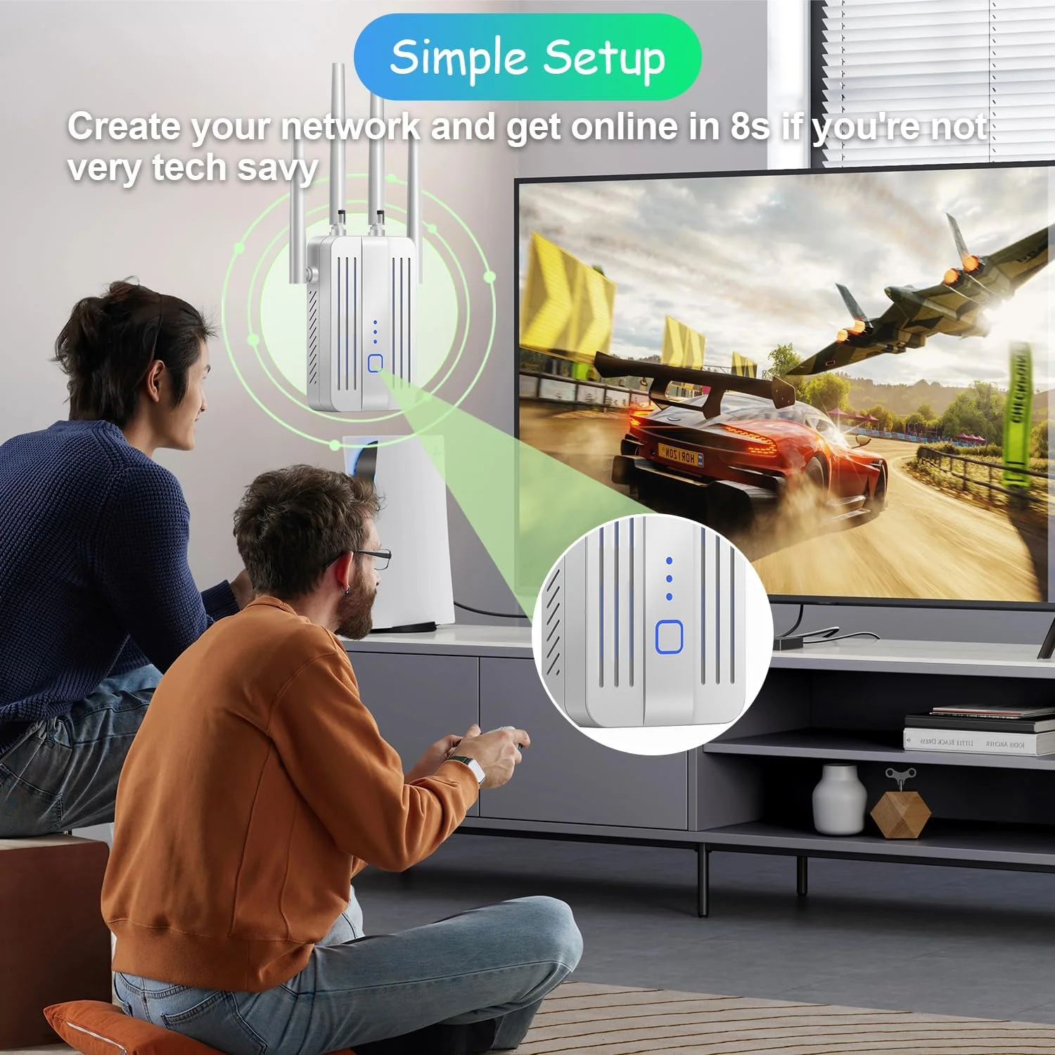 تقویت کننده سیگنال WiFi برای خانه: توسعه دهنده اینترنت با برد بلند (سفید، XL)