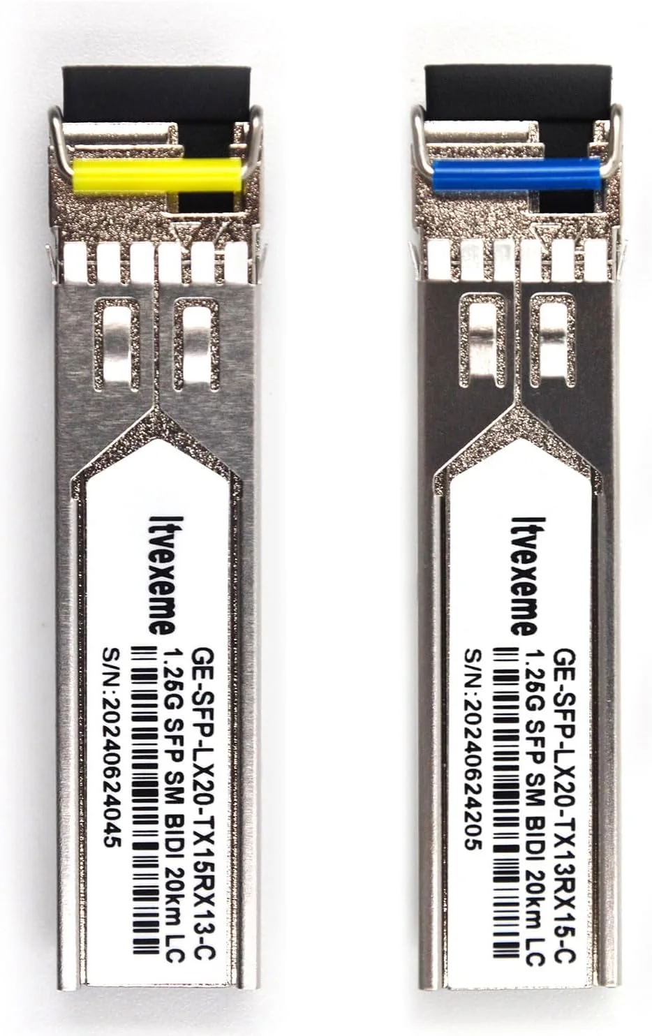 یک جفت ماژول فرستنده و گیرنده شبکه 1.25G BIDI SFP، حالت تک گیگابیتی 1.25، LX SM 1310nm 1550nm 20km، رابط فیبر تکی برای روتر، کارت شبکه، سوئیچ، فایروال و غیره