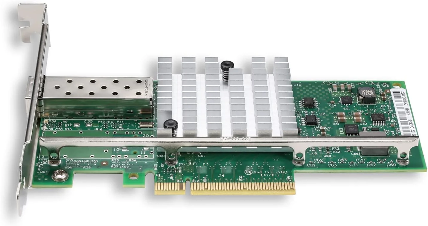 کارت شبکه 10 گیگابیتی PCI-E NIC با تراشه Intel 82599EN، تک پورت SFP+، قابل مقایسه با Intel X520-DA1، PCI Express X8، آداپتور شبکه همگرا اترنت پشتیبانی از Windows Server/Windows، Linux، Vmware