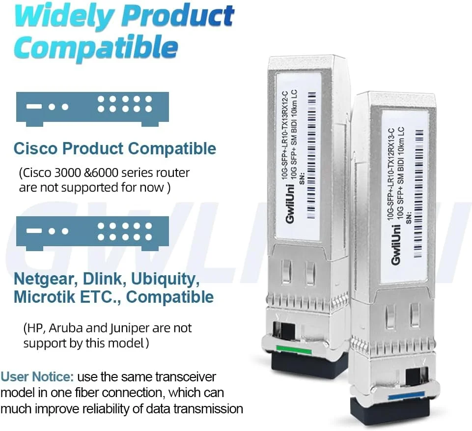۵ جفت ماژول فیبر نوری تک حالته BIDI SFP+ 10G، فرستنده و گیرنده شبکه LR SM 1270nm 1330nm 10km، رابط LC سیمپلکس برای سوئیچ، روتر، فایروال، کارت شبکه، سرور و غیره