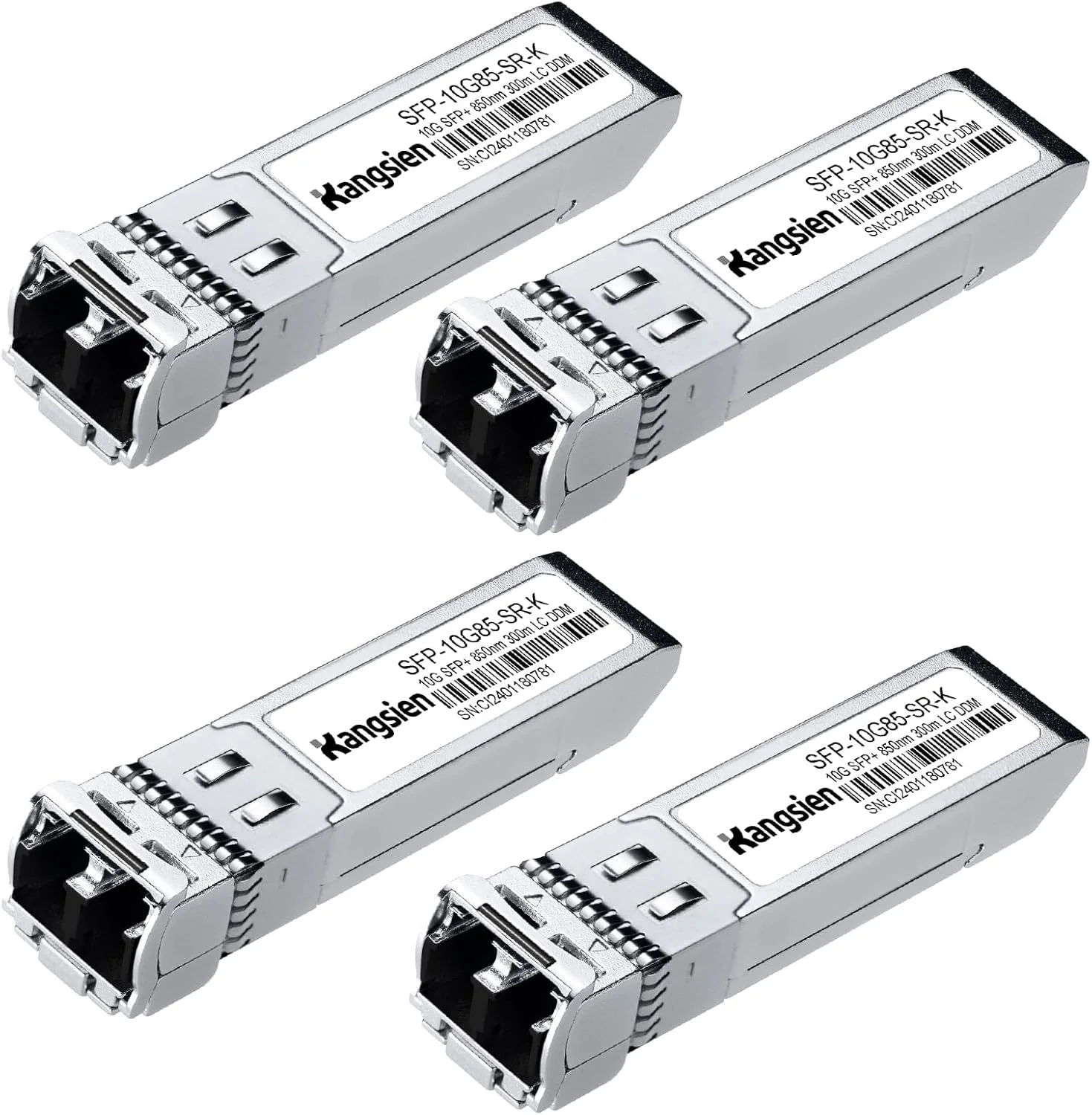 ماژول SFP+ LC چند حالته 10G، فرستنده و گیرنده فیبر 10GBase-SR، 10G 850nm MMF تا 300 متر، سازگار با سیسکو، یوبیکویتی، میکروتیک، دی-لینک، نت گیر، Qnap، لینکسیس و غیره (بسته 4 عددی)