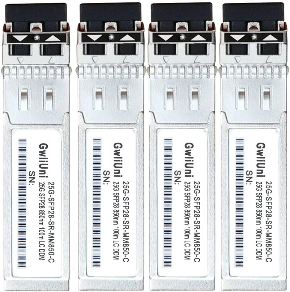 فرستنده و گیرنده ماژول فیبر نوری 25G SFP28 چند حالته، SR MM850nm 100m، LC دوبلکس برای سوئیچ مرکز داده، روتر، فایروال، سرور و غیره، 4 عددی