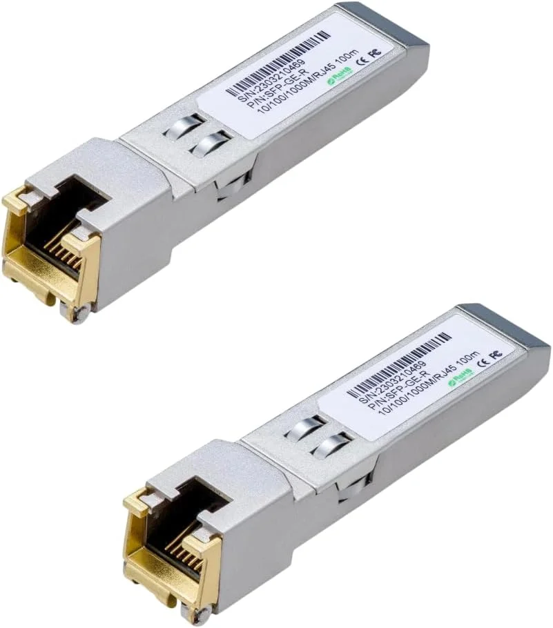 فرستنده و گیرنده اترنت گیگابیتی مسی LINOVISION 1.25G SFP به RJ45، تا فاصله 328 فوت، مبدل 1000BASE-T SFP-T برای سیسکو، دی-لینک، سوپرمیکرو، نت گیر، تی پی-لینک و غیره (بسته 2 عددی)