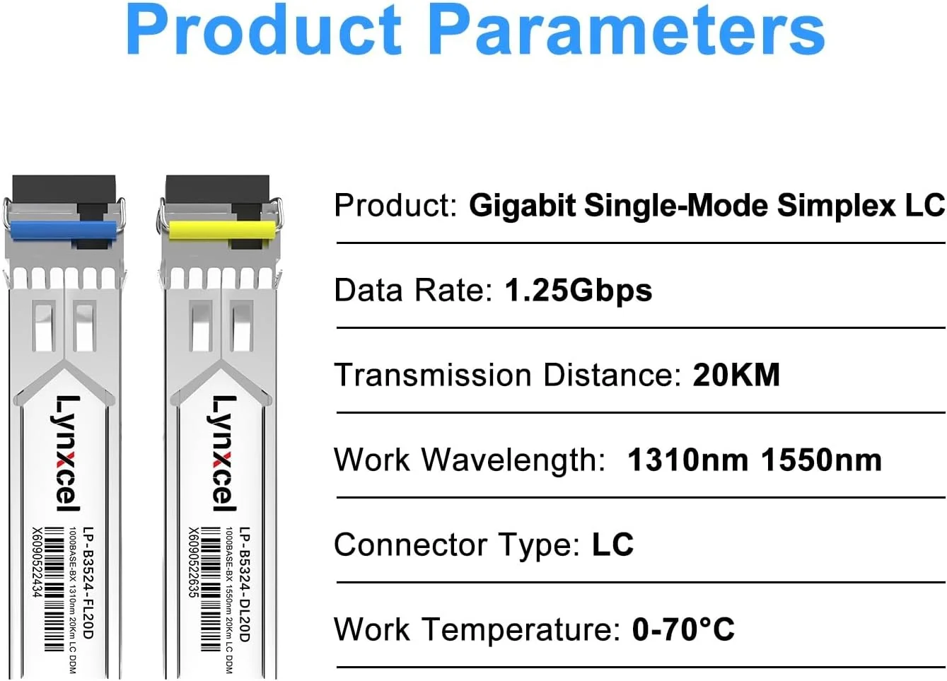 فرستنده و گیرنده 1.25G SFP Bidi، ماژول SFP تک حالته 1000Base-BIDI، SMF 1310nm/1550nm، تا 20 کیلومتر برای سیسکو، Ubiquiti UniFi، TP-Link، Meraki، اینتل، Mikrotik، Netgear و غیره، 1 جفت