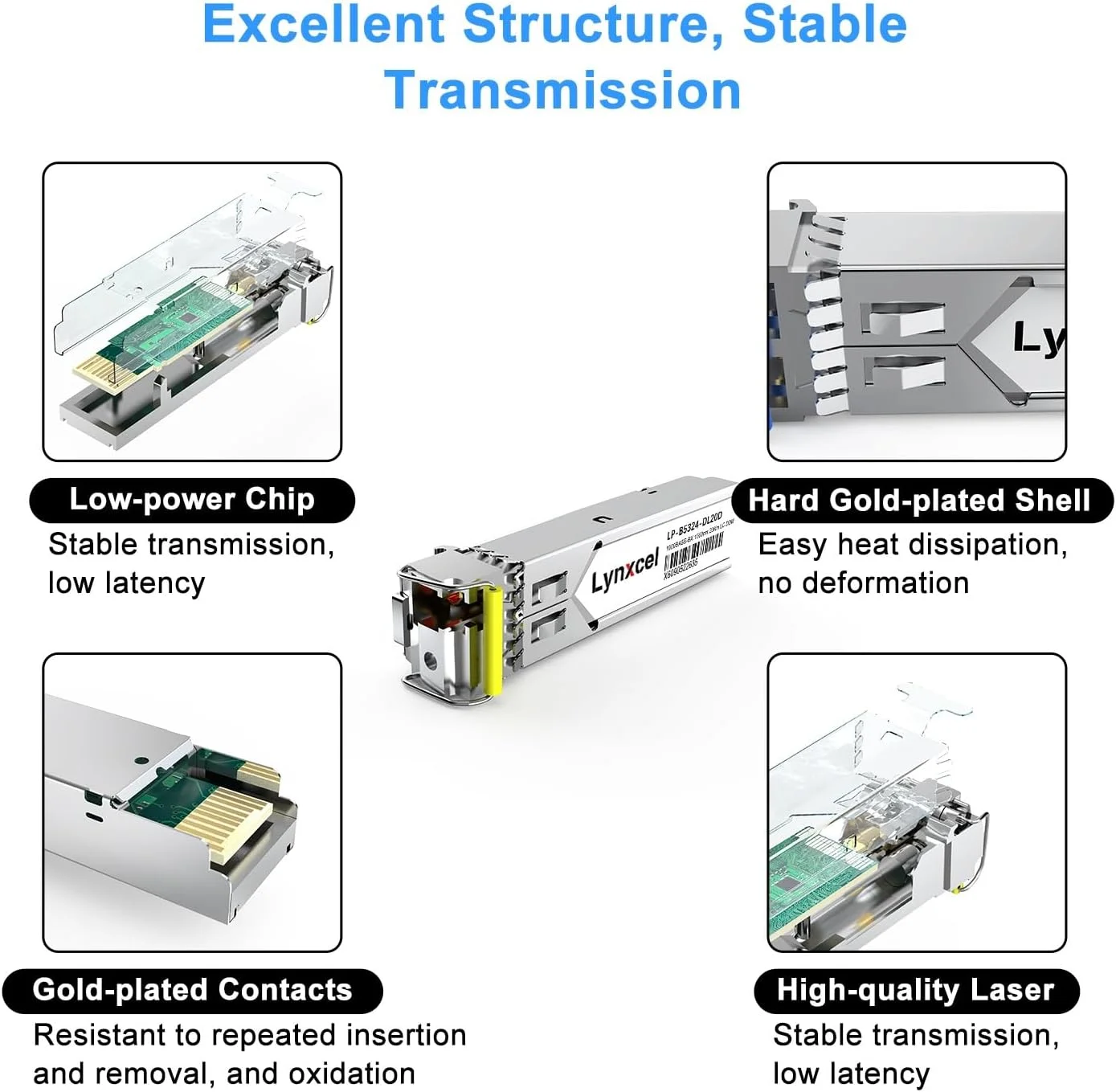 فرستنده و گیرنده 1.25G SFP Bidi، ماژول SFP تک حالته 1000Base-BIDI، SMF 1310nm/1550nm، تا 20 کیلومتر برای سیسکو، Ubiquiti UniFi، TP-Link، Meraki، اینتل، Mikrotik، Netgear و غیره، 1 جفت