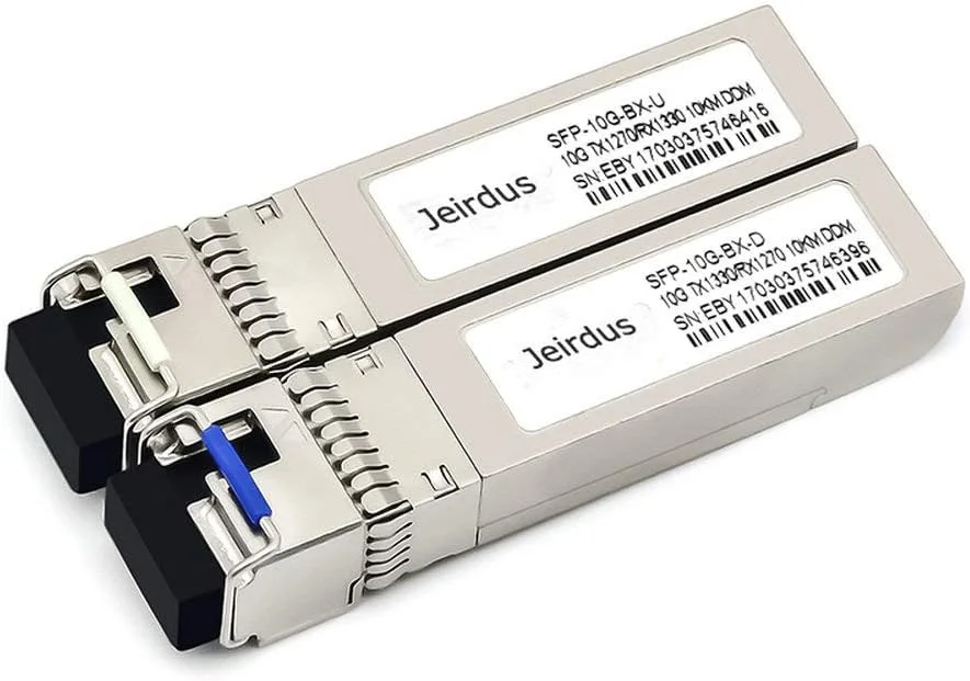 یک جفت ماژول فرستنده و گیرنده دو طرفه 10GBASE SFP+ Bidi، 40KM، سازگار با Cisco SFP-10G-BX40D-I/SFP-10G-BX40U-I