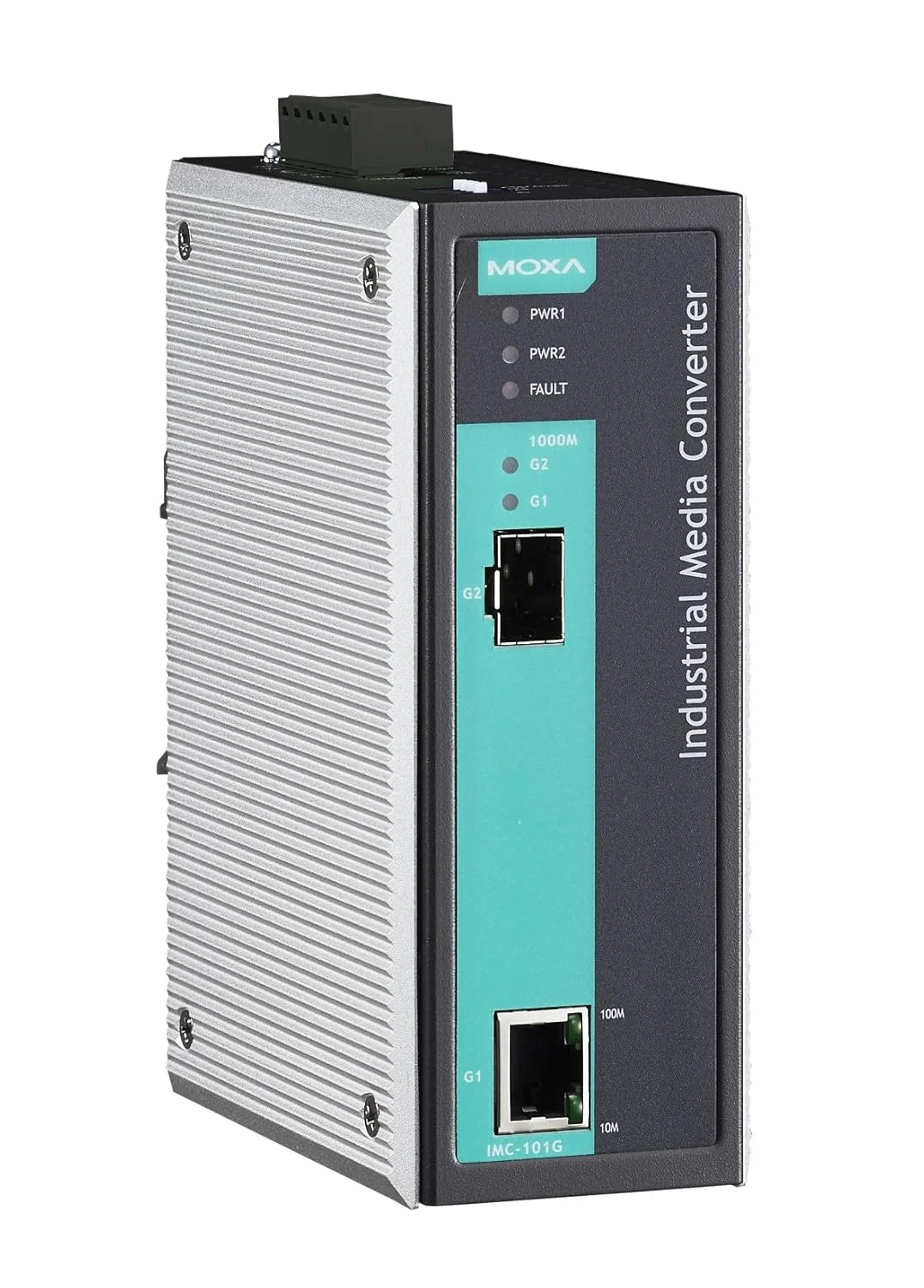 مبدل رسانه ای صنعتی MOXA IMC-101G 10/100/1000BaseTX به 1000BaseSX/LX/LHX/ZX، SFP.