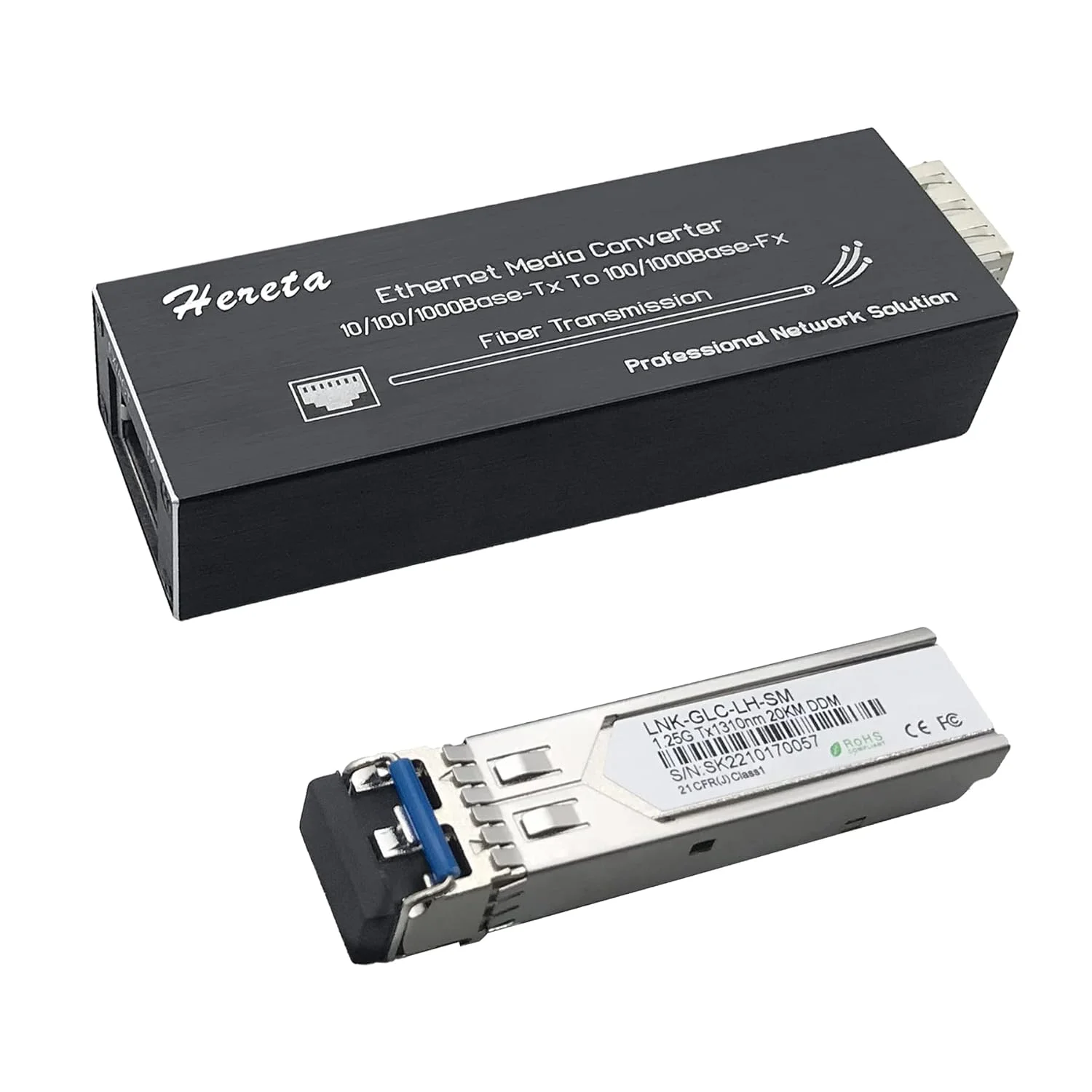 مبدل رسانه فیبر گیگابیتی صنعتی با ماژول SFP/LC فیبر دوگانه تک حالته 10/100/1000Base-TX به 100/1000Base-Fx مینی مبدل سخت اترنت ورودی برق USB Type C