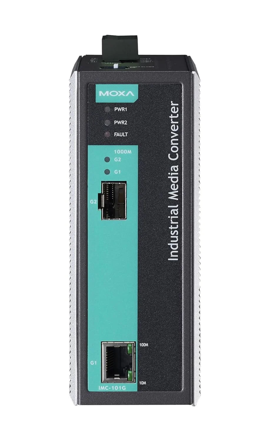 مبدل رسانه ای صنعتی MOXA IMC-101G 10/100/1000BaseTX به 1000BaseSX/LX/LHX/ZX، SFP.