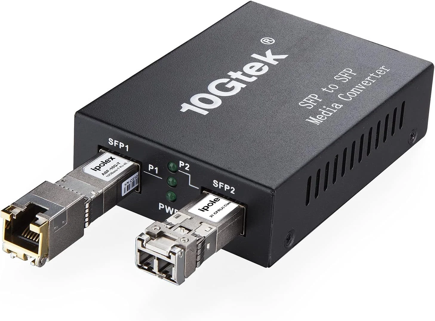 مبدل فیبر نوری 10G SFP+ به SFP+، مبدل 10G OEO، با ماژول SFP+ SR و ماژول مسی 10GBase-T، پشتیبانی از فیبر LC چند حالته و CAT.6a/7، انتقال فیبر به اترنت تا 300 متر